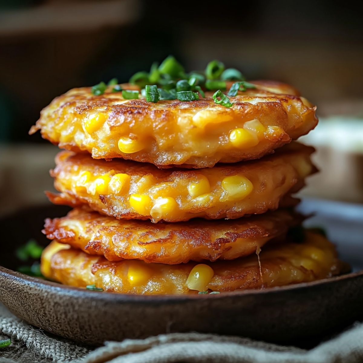 284.Crispy Cheddar Corn Potato Fritters
