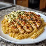 Creamy Garlic Parmesan Chicken with Cheesy Twisted Pasta