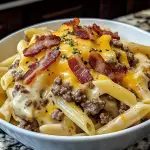 Loaded Bacon Cheeseburger Alfredo Pasta