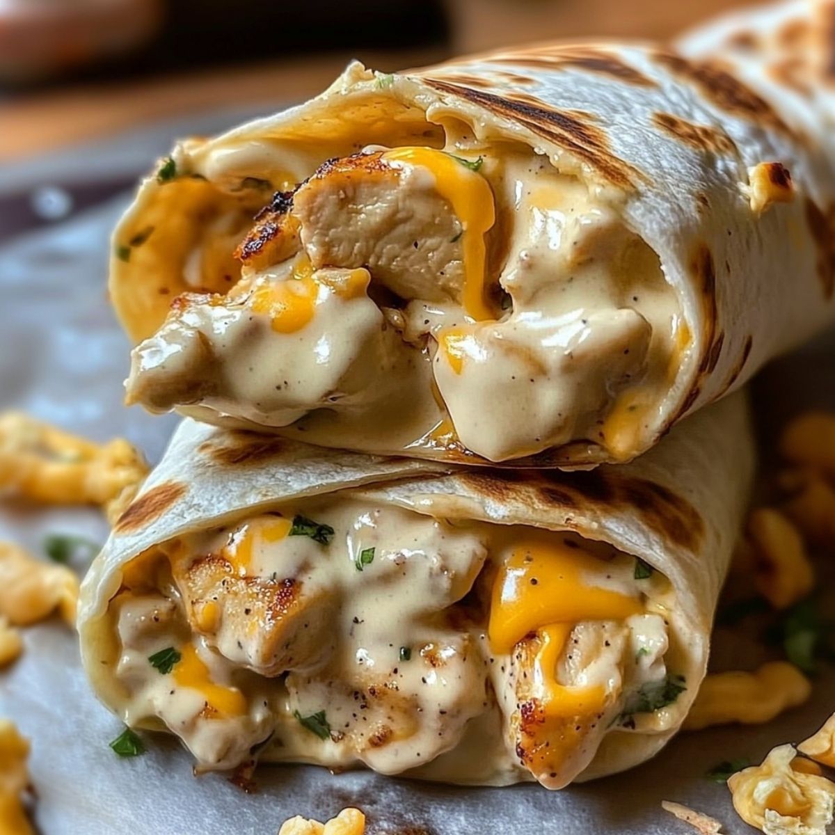 Cheesy Garlic Chicken Wraps